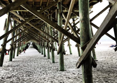 Wooden structure of Folly Beach Pier